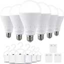 6 Pack Rechargeable Emergency Light Bulbs, Battery Powered LED Light Bulb 6000K Daylight E26 120 Volt 9W 60W Equivalent with 1200mAh for Home Power Outage Camping Hurricane, Daylight, 6 Packs