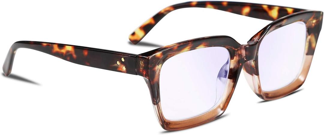 FEISEDY Retro Square Blue Light Blocking Reading Glasses Anti Glare Digital Eyestrain Reader B2479 (Leopard), Magnification Strength: 1.5 x