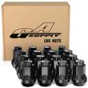 GAsupply 10x1.25 ATV Lug Nuts 14mm Hex, 10x1.25mm Closed End Acorn Tuner Black Lug Nut 1.2" 30mm Tall Conical Seat 60 Degree for Aftermarket Wheels, 16 Pcs
