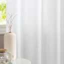 jinchan Privacy Semi Sheer White Curtains for Bedroom Casual Weave Window Curtains for Living Room Linen Drapes White Window Curtain 95 inch Long 2 Panels