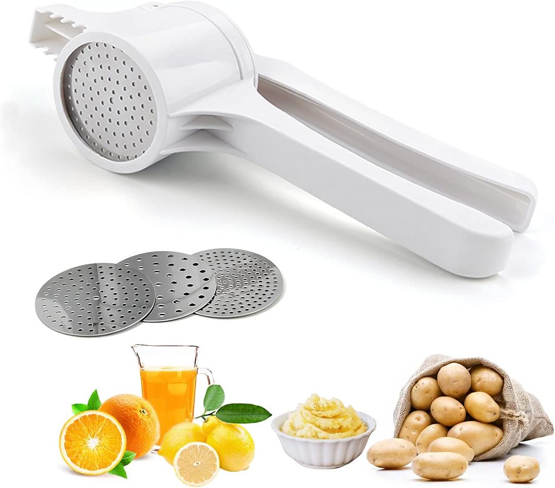 Potato Ricer Set,Cauliflower Rice Maker Masher,Mashed Potato Masher & Potato Press Kitchen Gadget for Perfect Mashed Potatoes,with 3 Ricing Discs (Fine, Medium, Coarse)
