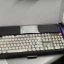 EWEADN Wired Typewriter Keyboard and Mouse Combo, Typewriter Style Mechanical Keyboard,104 Keys Backlit LED Keyboards, Media Control Knob, Wired Keyboard Pink Switch for Windows/PC-Green