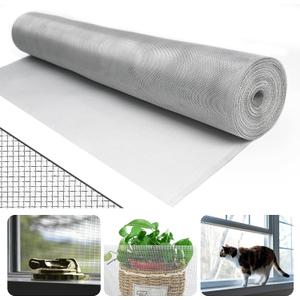 Aluminum Window Screen Mesh Roll, 59in x 50ft, Silver, 18x16 Mesh