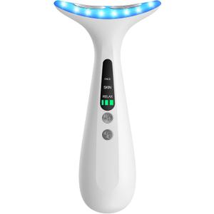 Facial and Neck Massager for Face, Neck - Skin Lifting & Firming - Wrinkle & Dark Circle Reducer - at Home Skin Care Face Sculpting Tool and Neck Massager-Milky White