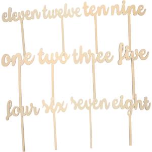 VICASKY 12pcs Wooden Table Holders Sticks for Weddings Home Decor Stylish Table Numbers for Reception Party Centerpieces Easy Use Assignments
