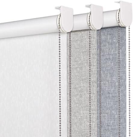 Persilux 100% Blackout Roller Shades for Windows (33''W x 72''H, Grey) Striped Jacquard Thermal Insulated Fabric UV Protection Privacy Window Shades for Patio Door, Easy to Install