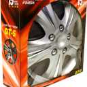 Custom Accessories 4-Pack 15" SGT-5 Wheel Covers, Replacement Hubcaps for Cars, Trucks, SUVs Silver/Chrome