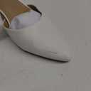 IDIFU Women's IN2 Pedazo Dress Shoes Low Block Heels Comfortable Chunky Closed Toe Ankle Strap Wedding Pumps (5, White Pu)