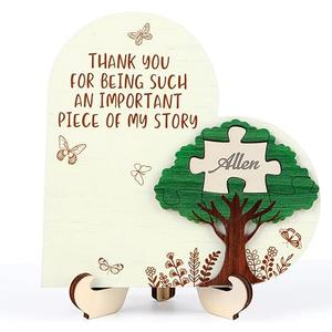 CHDITB DIY Teacher Appreciation Gifts for Man Women(6"x6"), Wooden Heart-Shaped Desktop Decor with Grateful Motivational Quotes, Personalized Puzzle Sign Thank You Gift for End of Year Retirement