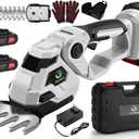 Cordless Hedge Trimmer,2 in 1 Cordless Grass Shear & Hedge Shear/Shrubbery Trimmer with Dual-Action Blade Cutting Capacity,Hedge Shear with 2 PCS Rechargeable Battery and Charger for Garden,Lawn (Gray)