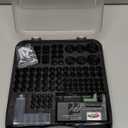 Amazon Basics Battery Organizer with Tester, Wall-Mounted Design, Handle Holds 110 Batteries,9.37 x 11.69 x 2.91 inches Clear/Black (Medium to Large)