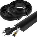 20 FT Floor Cord Cover, Cord Covers for Wires on Floor, Cord Protector, Floor Cable Cover, Hide Extension Cord Covers for Floor, Cable Cavity: 0.47" (W) x 0.29" (H), Black