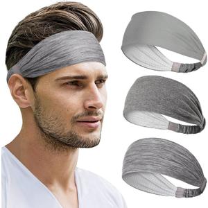 Beister Sports Headbands for Men & Women (3 Pack), Moisture Wicking Sweatbands, Elastic Non Slip Sweat Bands, Athletic Workout Wide Hair Bands for Running, Cycling, Basketball
