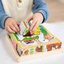 Melissa & Doug Farm Wooden Cube Puzzle with Storage Tray 6-in-1 Animal Puzzle for Toddlers and Preschoolers 16 Wooden Cubes Farm Toy for Kids Ages 3+ - FSC Certified