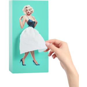 Funny Skirt Tissue Box Cover Vintage Classy Cute Lady Skirt Tissue Box Holder Rectangular Creative Unique Decorative Tissue Box Cover for House Bathroom Living Room Bedroom & Office Mint