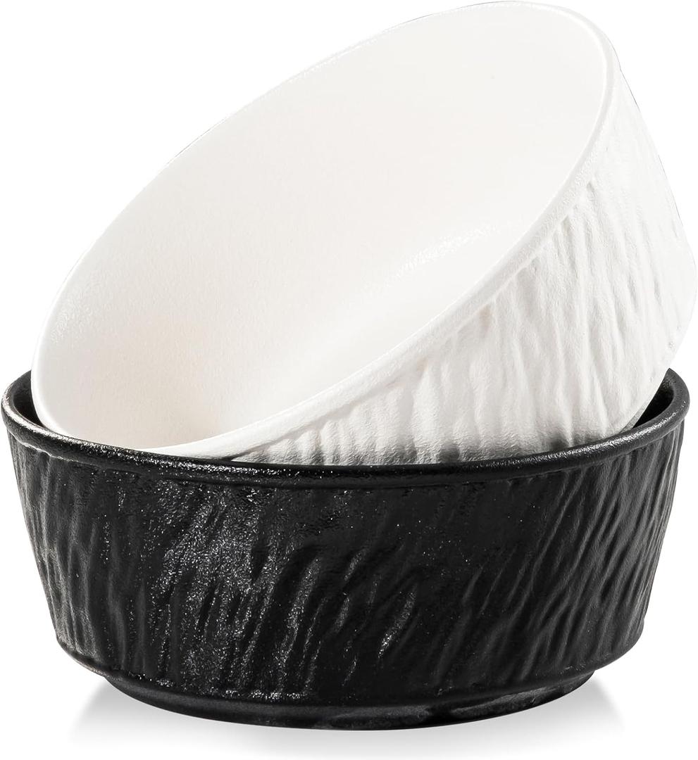 6 Inch Ceramic Bowls Set of 2-28 oz Soup Bowls,Dishwasher & Microwave Safe Bowls in Black & White,Cereal Bowls for Oatmeal,Salad, Rice,Ramen,Pasta,Yogurt,Fruit