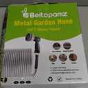 Beitopamz Garden Hose 25 ft, Stainless Steel Metal Water Hose with Nozzle, Flexible and Durable, Rust Proof, No-Kink, Heavy Duty, Leakproof 3/4'' Brass Fittings, Lightweight Hose for Patio, Lawn