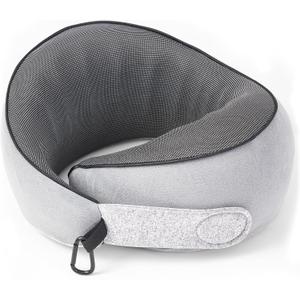 KPNEOL Travel Pillow, 100% Pure Memory Foam Travel Neck Pillow Airplane Neck Support Ergonomic Design for Traveling Suitable for Airplanes, Offices And Cars (Grey)
