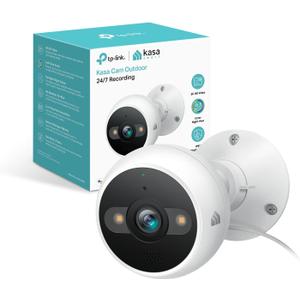 Kasa 2K+ Outdoor Wired Security Camera  Person/Motion Detection, 24/7 Recording, 2Way Audio, Siren, Starlight Color Night Vision, SubscriptionFree Local Storage or Optional Cloud, KC420WS