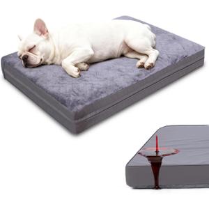 Waterproof Dog Bed for Crate - Outdoor Dog Crate Bed for Small Dogs, Orthopedic Crate Bed for Small Dogs with Egg Crate Foam, Anti-Slip, Reversible & Washable Cover, 23" x 17", Gray (Grey)