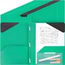 PerKoop 24 Pack Plastic Folders with 3 Prongs, Heavy Duty, Green