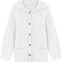 Saodimallsu Womens Cable Knit Cardigan Sweaters Fall Oversized Long Sleeve Button Open Front Knit Sweater Coats (XX-Large, White)