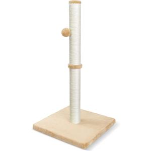 petellow 31'' Tall Cat Scratching Post - Cat Claw Scratcher with Hanging Ball - Scratching Posts for Indoor Large Cats - Durable Stable Cat Furniture with Sisal Rope - Cat Scratch Post - Beige