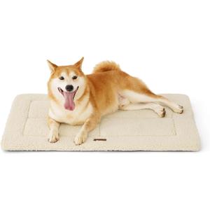 Bedsure Washable Dog Crate Bed for Large Dogs, Reversible Foam Floor Pet Mat, Versatile Lightweight Pet Crate Pad for Cages (35x23 in, Beige)