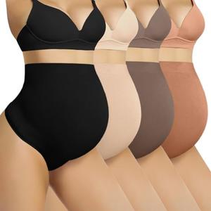 SAYCELI Seamless Maternity Thongs Underwear for Women, Pregnancy Shapewear Over The Belly, Pregnant Belly Support Panties. Size XL.