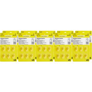 Amazon Basics 60-Pack Hearing Aid Size 10 Zinc-Air Batteries, 1.45 Volt, Yellow Tab, 4-Year Shelf Life, Child-Safe Package (Use Scissors to Open)