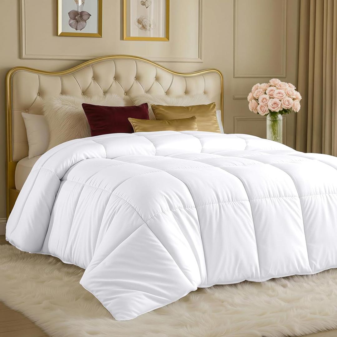 Utopia Bedding Comforters Twin XL Size, All Season Duvet Insert, Down Alternative Box Stitched Bed Comforter with Corner Tabs, Machine Washable (White)