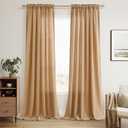 Guken Camel Brown Linen Curtains 108 Inches Long 2 Panel Set Rod Pocket Semi Sheer Dining Room Cozy Bedroom Decor Cotton Look Country Rustic Farmhouse Boho Curtains 52x108