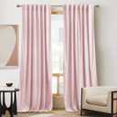 RYB Home Pink Velvet Curtains 96 inches - Blackout Curtains for Living Room, Thermal Insulated Noise Reducing Panels Soft Luxury Window Decor for Bedroom, Blush Pink, W52 x L96 inches, 2 Panels