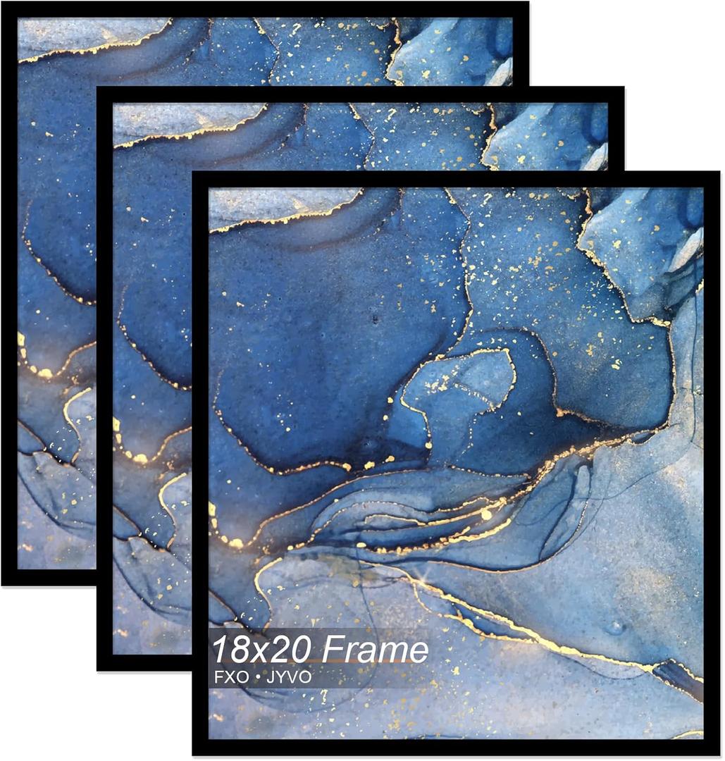 Fxojyvo 18x20 Picture Frame Set of 3, Black Frame for 18 x 20 Inch Picture Poster Photo, Light Weight and High Transparent 18 by 20 Frame for Wall - 3 Pack/Black/18 x20
