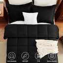 CozyLux Full Size Comforter Sets - Black Comforter Full Size, 3 Pieces Box Stitched Bed Set for All Seasons, Soft Lightweight Bedding Sets with 1 Down Alternative Comforter and 2 Pillow Shams