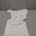GOKATOSAU Women's One Off Shoulder Sleeveless Bodycon Ruched Mesh Ruffle Hem Mini Dress White