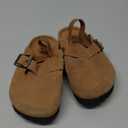 Kids Suede Clogs Toddler Clogs Boys Girls Sandals Cork Adjustable Buckle Mules (7-7.5 Toddler, Apricot)