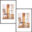 8x12 Picture Frame Set of 2, Black Brushed Thin Metal Aluminum Photo Frame with HD Glass, Fit 6x8 with Mat or 8 x 12 without Mat for Table and Wall, 2 Pack