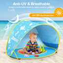 Zooawa Baby Beach Tent, Pop Up Beach Tent Sun Shade for Beach, Portable Shade Pool UV Protection Sun Shelter for Infant with Beach Sand Toys Set