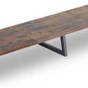 TEAMIX 42 inch Large [Dual] [Monitor] [Riser],Rustic Brown Extra Long TV [Stand Wood & Steel Desktop [Riser] with Storage for [Dual] Screen Office Desk Organization