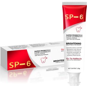 Sp-6 Probiotic Whitening Toothpaste Fresh Mint Flavor, Sp6 Probiotic Whitening Toothpaste Helps Remove Surface Stains and Gently Cleans Teeth, Suitable for Daily Use, 4.58 Ounce (Pack of 1)