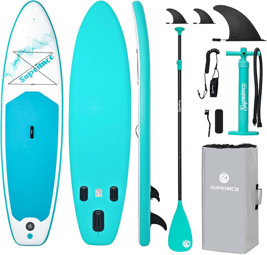 Inflatable Stand Up Paddle Board - Upgraded Glue-Free Hot Melt Technology, Long Service Life, 10'6", Anti-Slip EVA Deck, Full SUP Accessories, Included for Adults Youth All Skill Levels