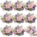 8 Bundles Artificial Peonies Flowers Boho Faux Flowers Arrangements Artificial Centerpiece Spring Bouquet Floral Wedding Decoration for Vase(Pink, Purple)