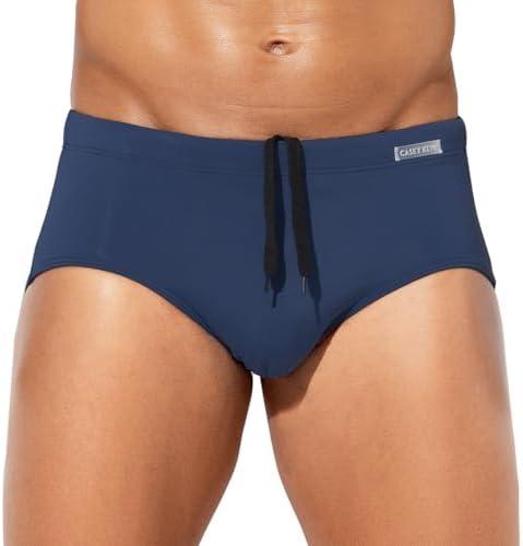 Casey Kevin Men's Classic Solid Swim Briefs Sexy Bikini Underwear Tan Through Full Coverage Swimwear XXL