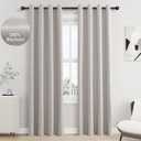 Jowels Silver Linen Blackout Curtains 84 Length 2 Panels Set for Living Room Bedroom, 100% Black Out Thermal Insulated Linen Drapes, Room Darkening Grommet Curtains 84 Inches Long