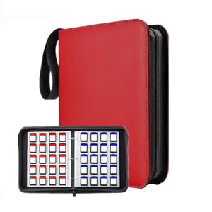 ANIXITECH 300 Slots Game Card Holder Binder, Mini Cards Storage Organizer with Sleeves Compatible with SD Memory Cards, Portable Card Album Binder (Red)