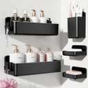 Nieifi Shower Shelves 5 Pack, Adhesive Shower Wall Shelf Organizer for Bathroom Organization, Black