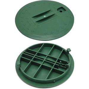 2 Pcs Green Round Valve Box Cover, ID 8.8" OD 10"Garden Lawn Irrigation Box Lid, Green Sprinkler Cover for Inlet/Air/Water Meter/Drain Valve