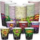 Teenyyou 100 Pcs 9 oz Hero Disposable Paper Cups Hero Boom Party Supplies Bulk Party Disposable Coffee Cups for Tea Beverage Hot Cold Drinking Holiday Picnic Cocktail Wedding Home Offices