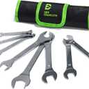 Super-Thin Open End Wrench Set, Metric, 8-Piece, Including 6, 7, 8, 9, 10, 11, 12, 13, 14, 15, 16, 17, 18, 19, 22, 24 mm, Slim Spanner Wrench Set with Rolling Pouch